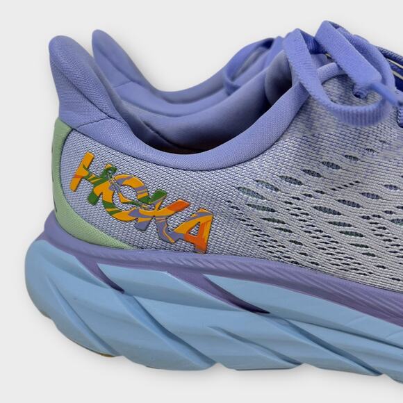 Hoka Clifton 8 Athletic Running Shoes in Baby Lavender/Smoke Green Size 7.5B - Picture 2 of 16